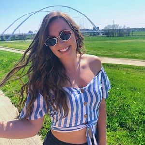 Forever 21 Blue & White Striped Top